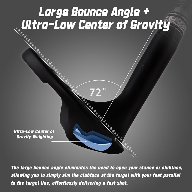 PGM Wedge - 72 Degrees Premium Sand Wedge, Lob Wedge for Men & Women - CNC Textured - Bunker Buster Escape Bunkers and Save Strokes Around The Green-High Loft Golf Club - Image 4